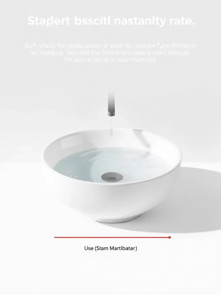 A detailed image illustrating the water absorption rate of Rudrakshaime ceramic washbasins, demonstrating their superior resistance to moisture and staining compared to standard materials.
